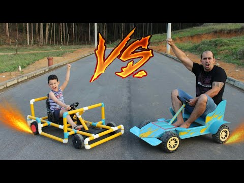 CARRINHO DE MADEIRA vs CARRINHO DE KART - Lucas e Papai