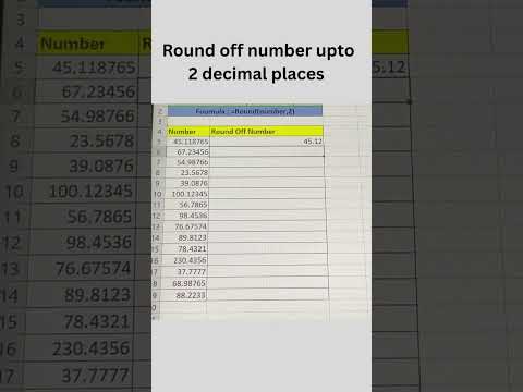 Round Off number up to 2 decimal places #excel #like #share #subscribe #excelshortcuts #shorts
