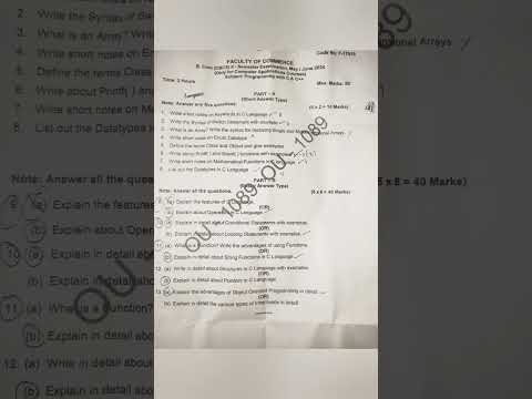 programming with C and C++ paper 2024 may/June B.com computer applications sem 2 osmania university