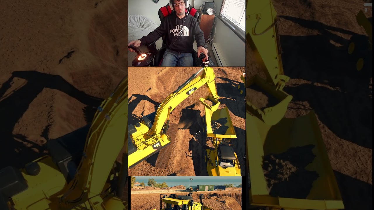 EXCAVATOR SIMULATOR WITH DUAL JOYSTICKS FIRST TIME USING THEM  #constructionvehicle