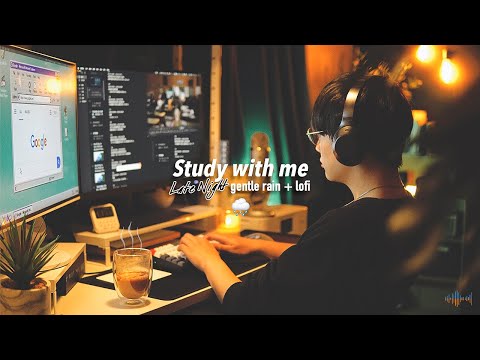 📚2-HOUR LATE NIGHT STUDY / gentle rain🌧 + lofi music / 50 minute Pomodoro / with timer+bell