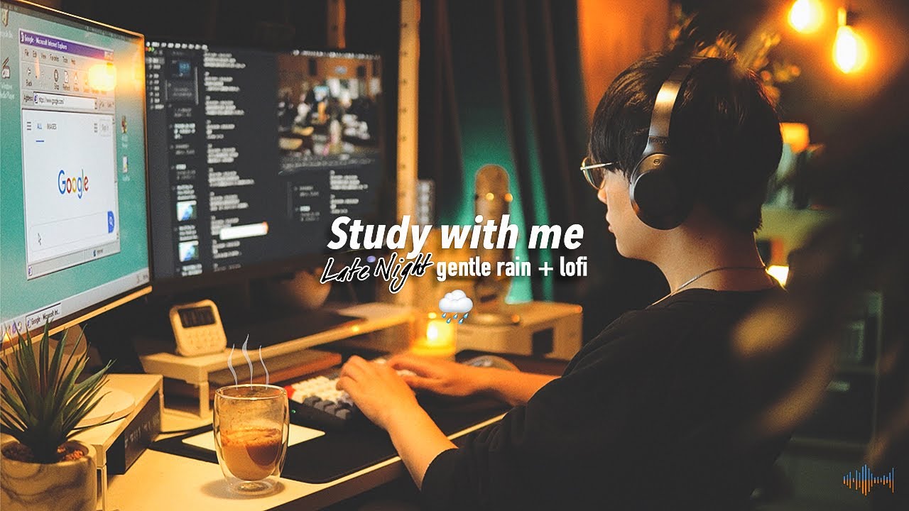 Late Night Study Session 🌧️ | 2 Hours of Gentle Rain & Lofi Music with Timer & Bell
