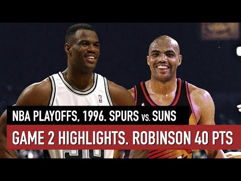 Throwback Playoffs 1996. Spurs vs Suns Game 2 Highlights. Robinson 40 pts vs Barkley 30 pts HD