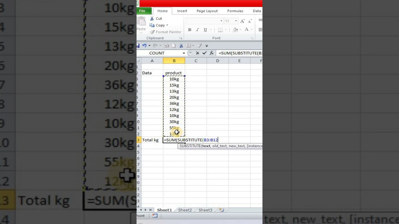 Excel: Sum + Substitute Formula Guide 📊
