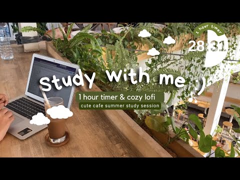 Study with me 1-hour timer cozy Lofi music light study session fairy coffeeshop motivation to study
