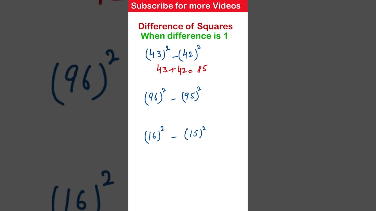 Difference of Squares | Quick Calculation Method