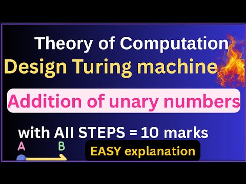 Automata theory Engineering Turing Machine Addition of unary numbers TOC AT Turing Machine