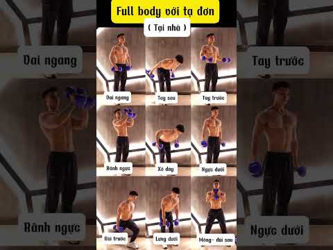 Các bài tập tại nhà || Full body với tạ đơn. #gym #gymhome #theductainha #gayloxo #shorts