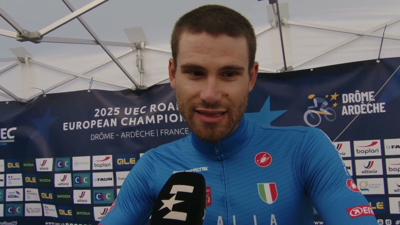 Filippo Ganna Post-Race Interview at the 2025 European Championships 🚴♂️