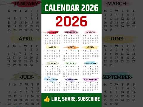 Calendar 2026 / New year 2026🎉 / new year date #newyearcalendar2026