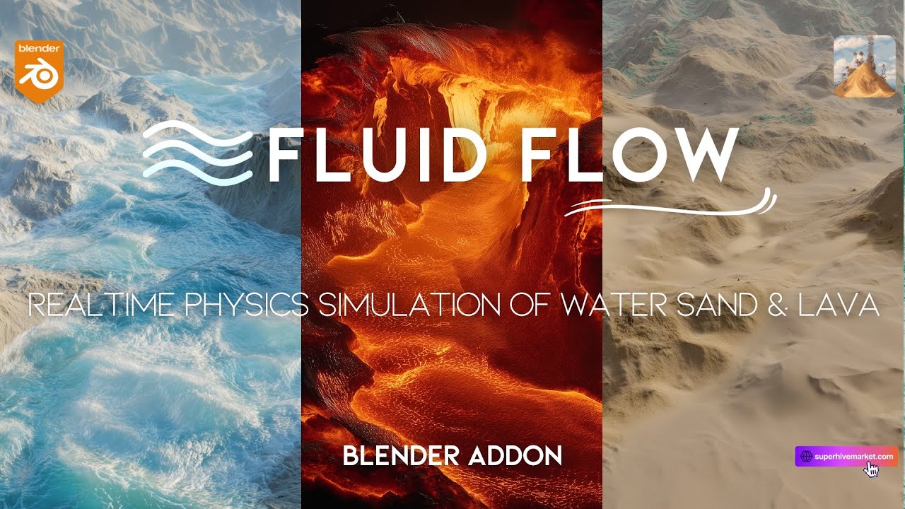 Fluid Flow Real-Time Physics Simulation for Water, Sand, and Lava | Blender Addon