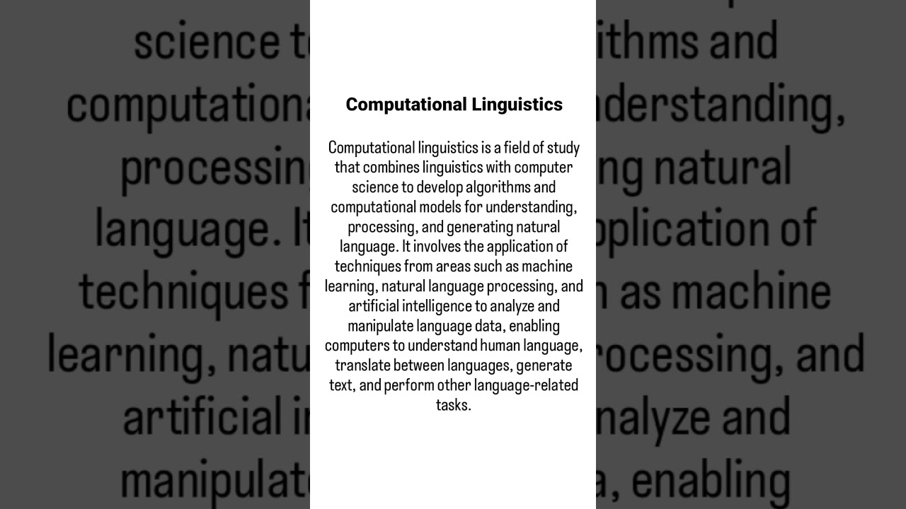 Introduction to Computational Linguistics