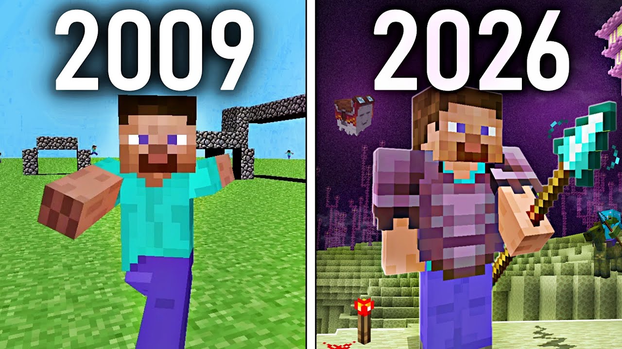 Evolution of Minecraft 2009-2026 (Mounts of Mayhem 1.22 Update)