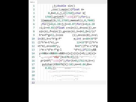 Satisfying ascii animation with C 😉 - The doughnut shaped code that generates a spinning 🍩