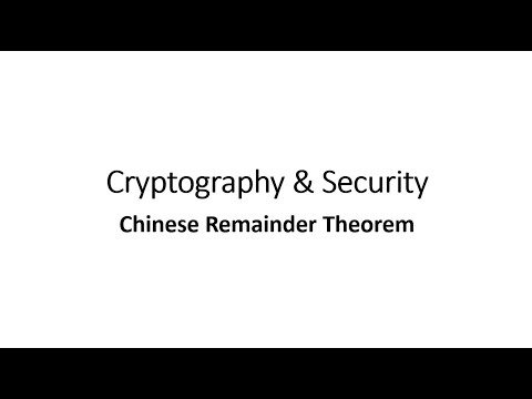 Cryptography & Security - Chinese Remainder Theorem