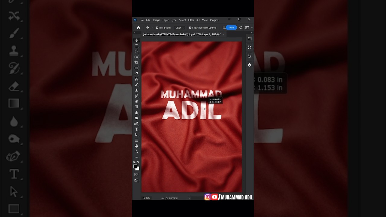 Blend Text Effect on Fabric in Photoshop | Muhammad Adil Tutorial