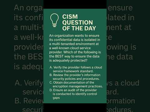 CISM Question of the Day | Cloud Security & Audits | ISACA Exam Prep