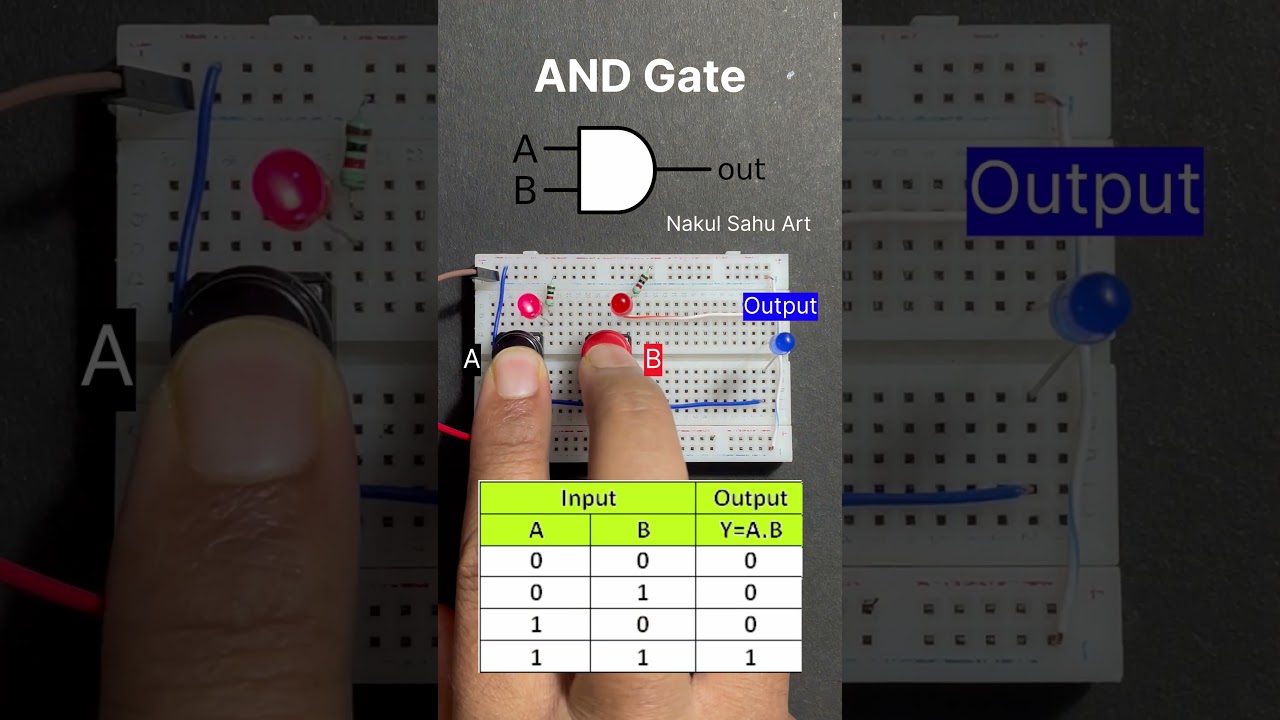 AND Logic Gate on Breadboard | Simple Electronics Project Using LEDs and Push Buttons #shortsfeed