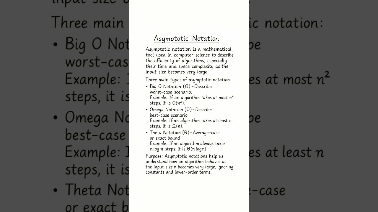 Asymptotic Notation Made Easy | Big O, Theta & Omega in 60 Seconds! #bigo #shortsfeed #ytshorts
