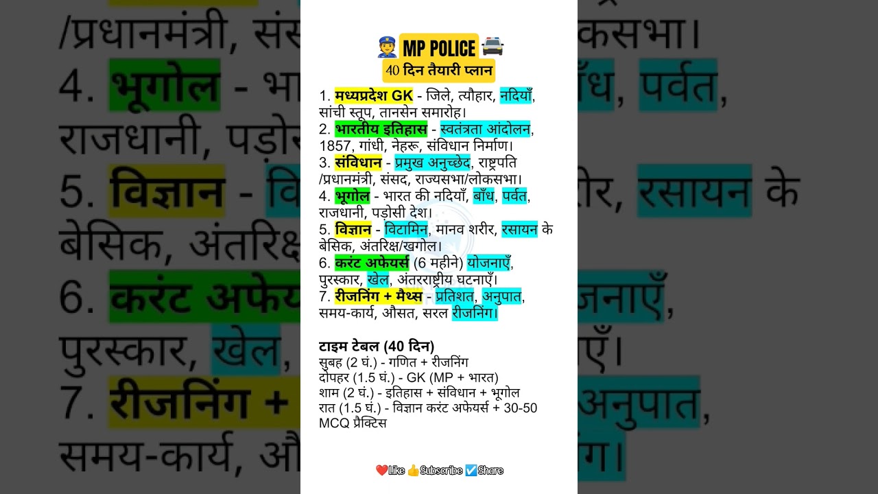 MP Police Constable Exam: कैसे सिर्फ 40 दिनों में प्रभावी तैयारी करें? 📝