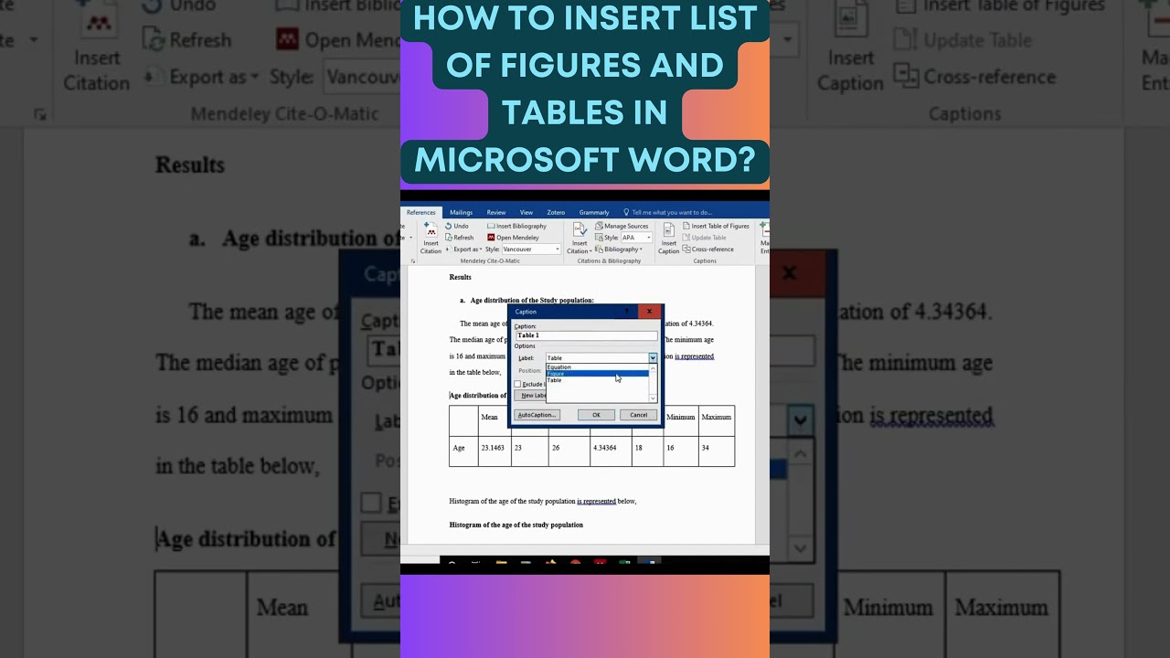 Insert List of Tables & Figures in Word 📄