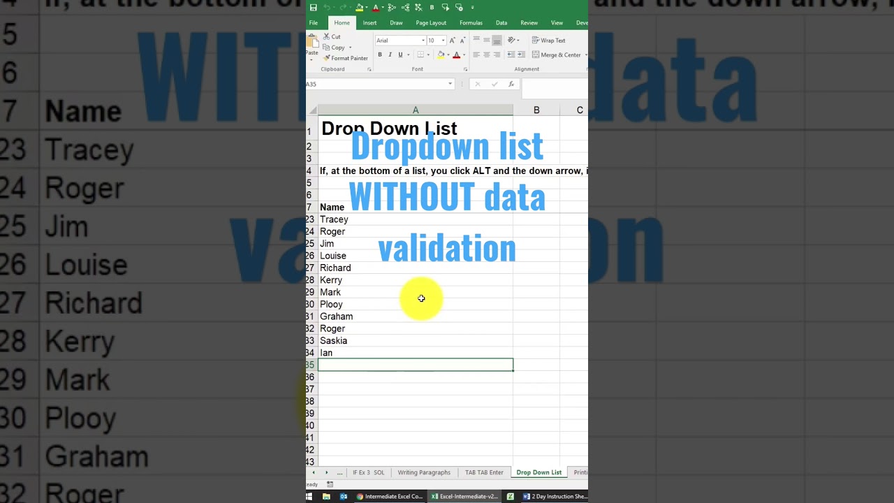 Excel Dropdown with Unique, Sorted Items π
