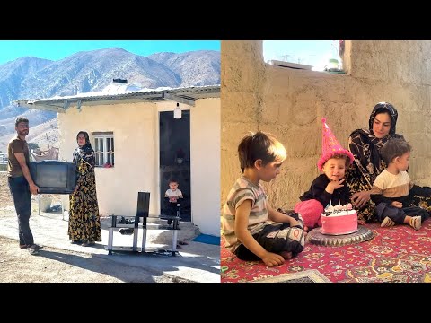 TV installation. Helma's birthday party. Whitewashing the facade of a displaced mother's house.