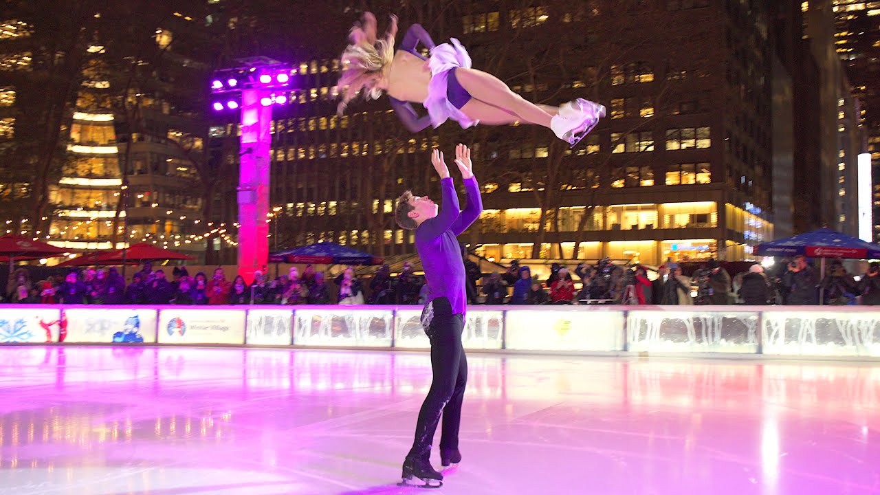 Olympic Champions Alexa Knierim & Brandon Frazier Dazzle with Trans-Siberian Orchestra Performance in Bryant Park 🎶