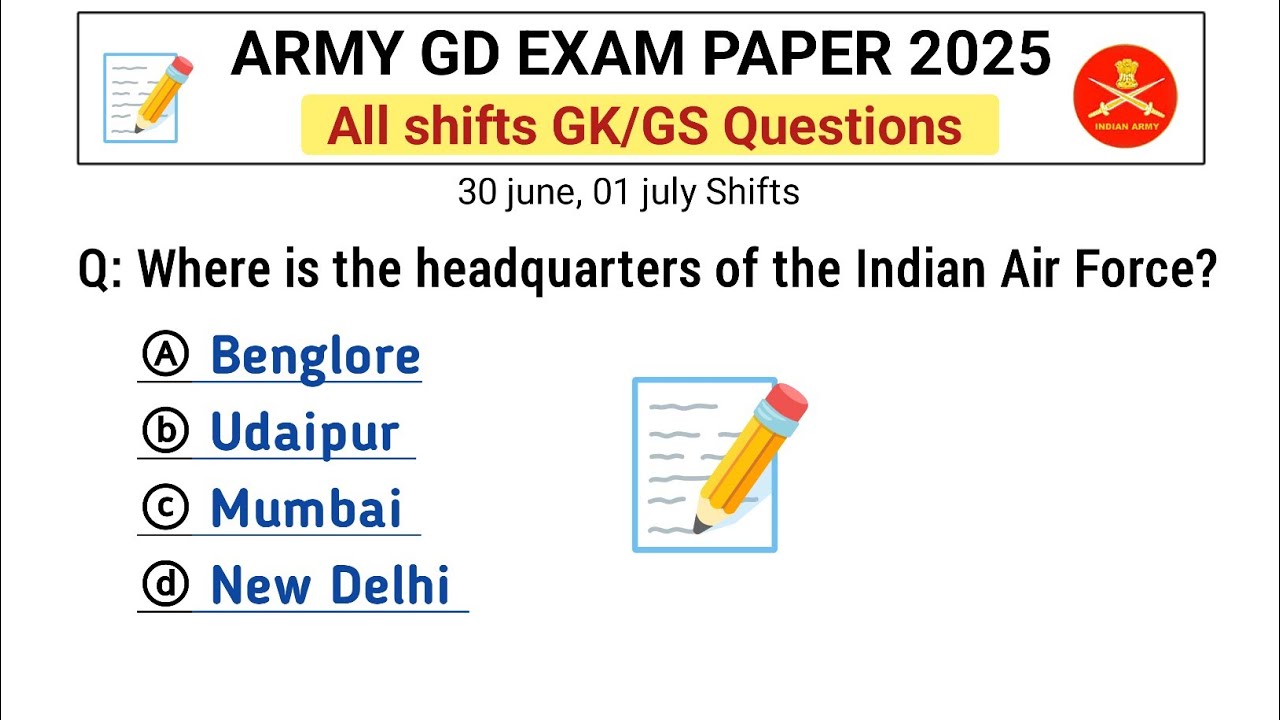 Army GD 2025 Exam Paper & Questions 📄