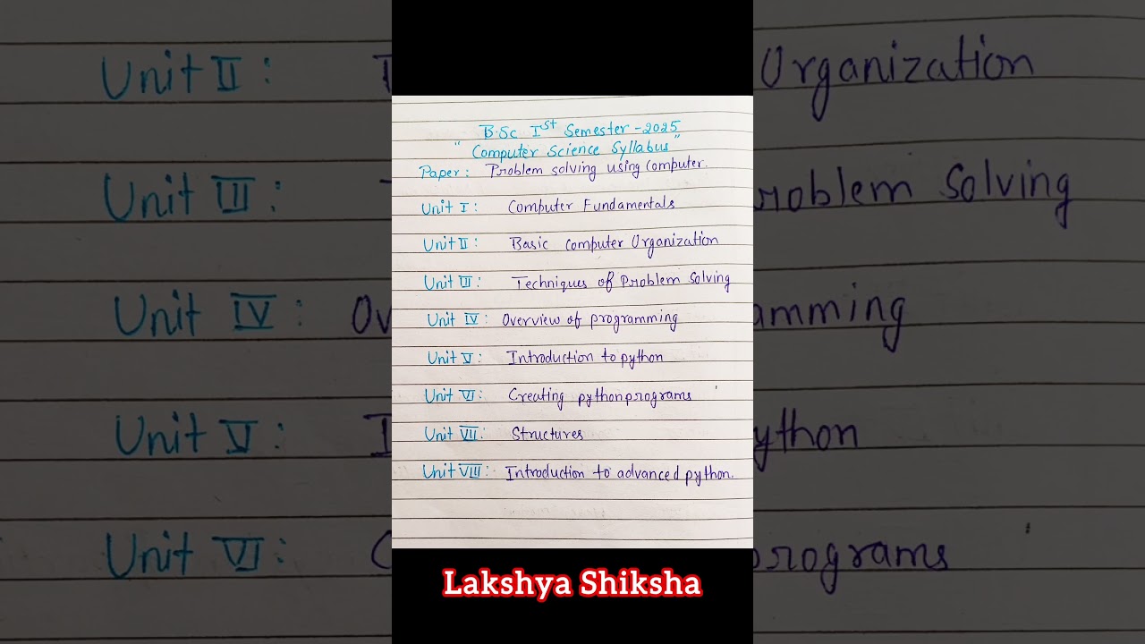 2025 B.Sc. 1st Semester Computer Science Syllabus 📚 | Complete Guide for Students