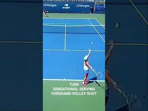 JANICE TJEN SENSATIONAL SERVING FOREHAND VOLLEY SHOT #shorts