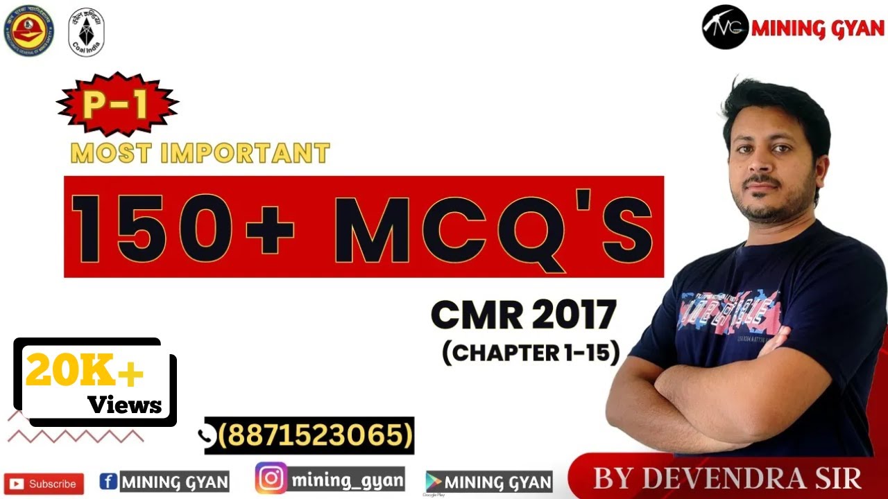 Part - 1 Most Important CMR 2017 MCQs /Chapter 1 - 15/Coal Mine regulation 2017/Mining Gyan