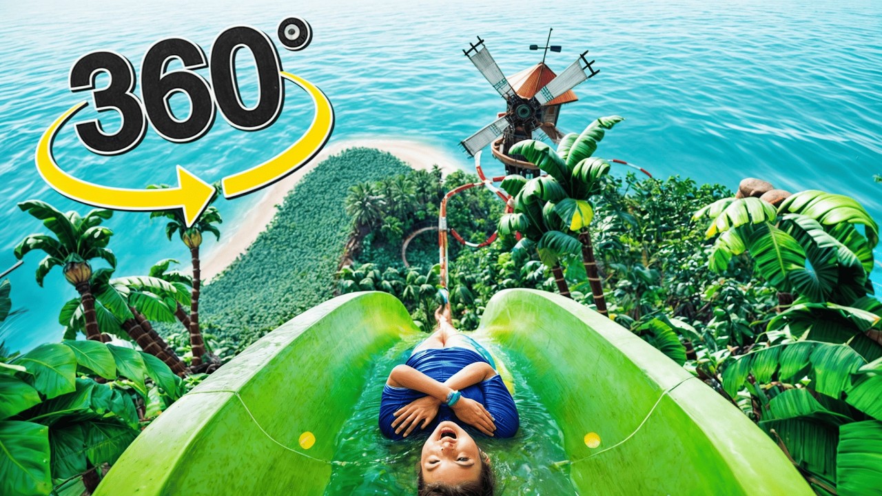 VR 360° Waterslide Adventure in Tropical Paradise 🌴