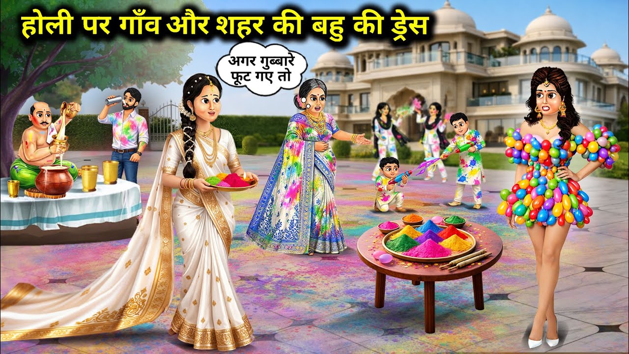 "होली पर गाँव और शहर की बहु की ड्रेस || Dress Of Village And City Daughter-In-Law On Holi"