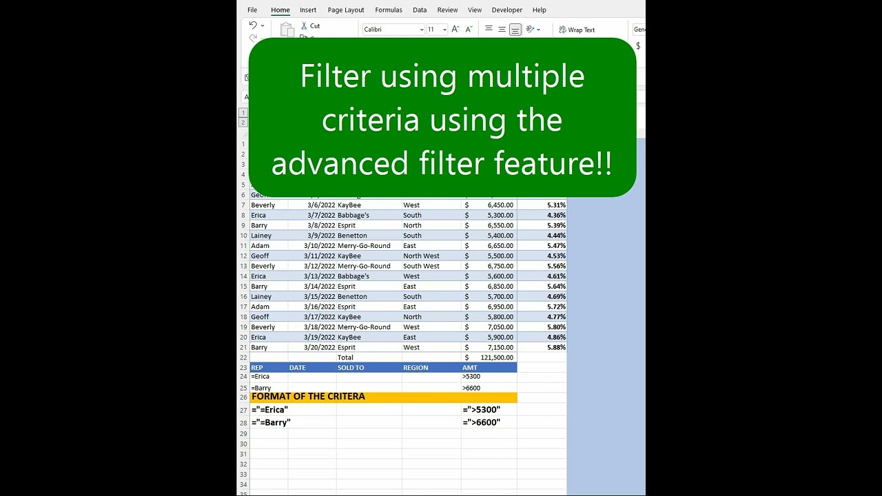 Master Multiple Criteria Filtering in Excel 📊