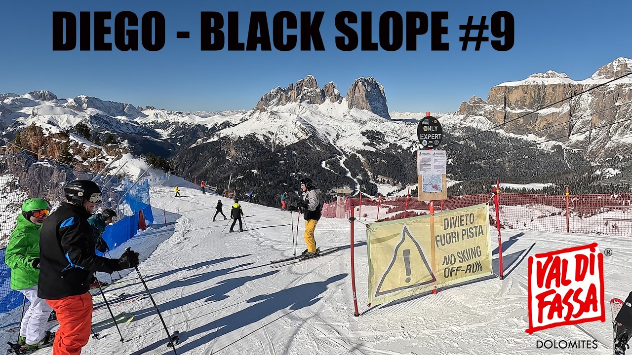 🇮🇹 ⛷️Val di Fassa - Canazei - Slope 9 Diego - Black slope ❄️❄️❄️