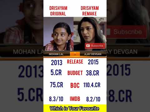 Ajay Devgan Vs Mohanlal Movie Comparison ||Drishyam Vs Drishyam Boxoffice Collection || #viralshorts
