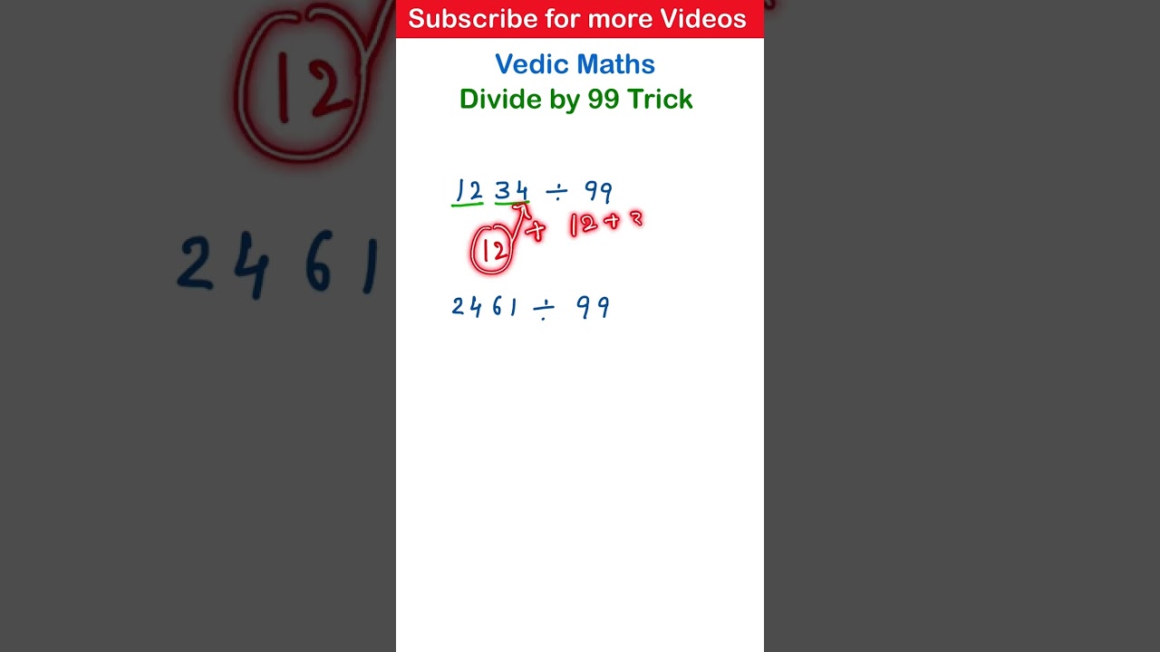 Master Vedic Maths Tricks for Quick Calculations & Dividing by 99 🔢