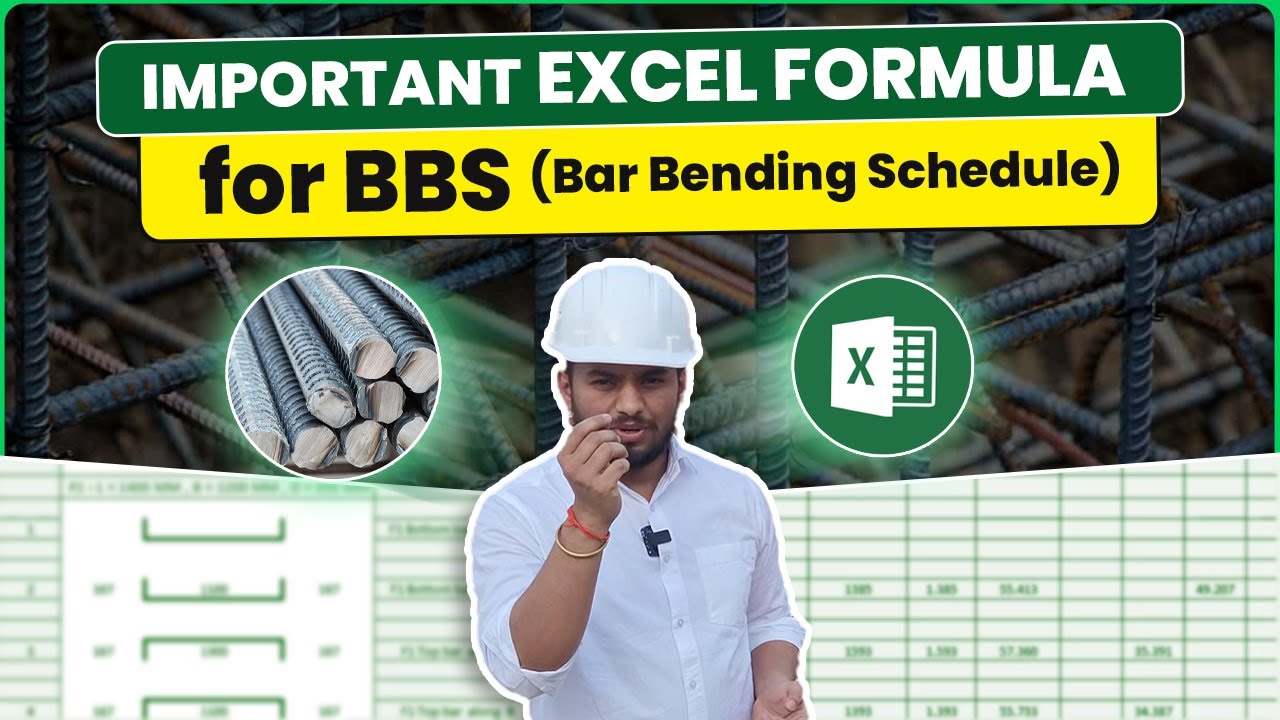 Master Essential Excel Formula for Bar Bending Schedule (BBS) 🔧