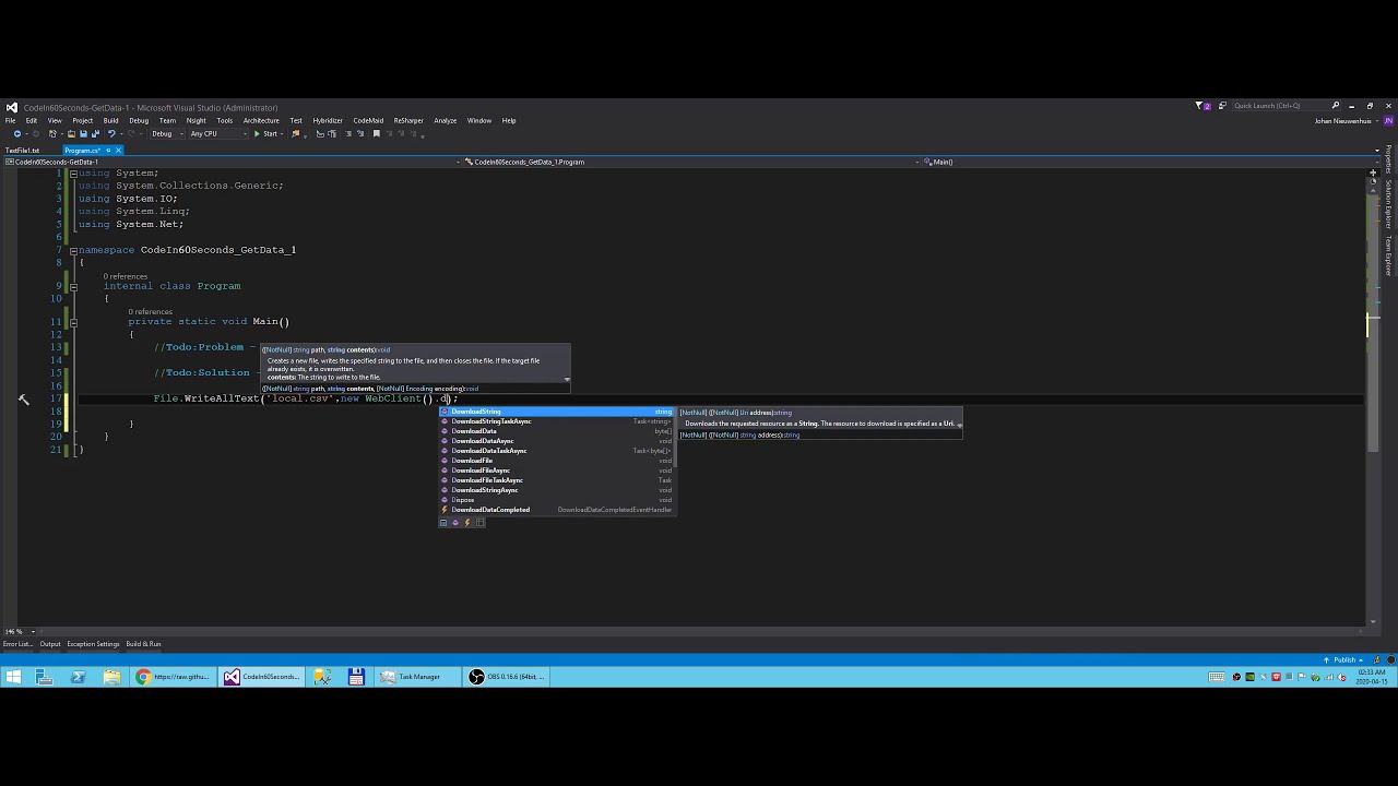 Download CSV Files from the Web Using C# in Visual Studio