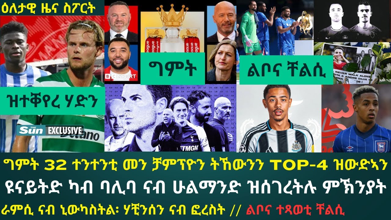 2ይ ትሕዝቶ ዕለታዊ ዜና ስፖርት ሓሙስ 14 ነሓሰ 2025፦ ዩናይትድ ካብ ባሊባ ናብ ሁልማንድ // ግምት ናብ ሊቨርፑል ይውግን...!