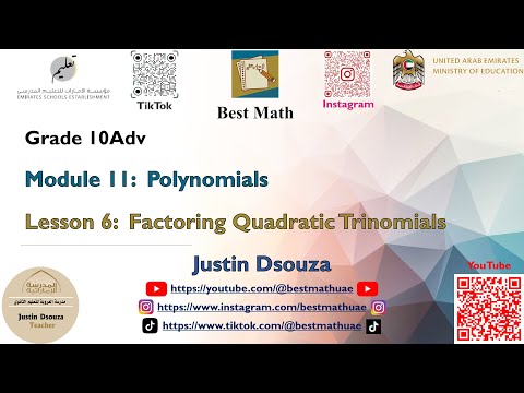 Factoring Quadratic Trinomials [Module 11 Lesson 6]