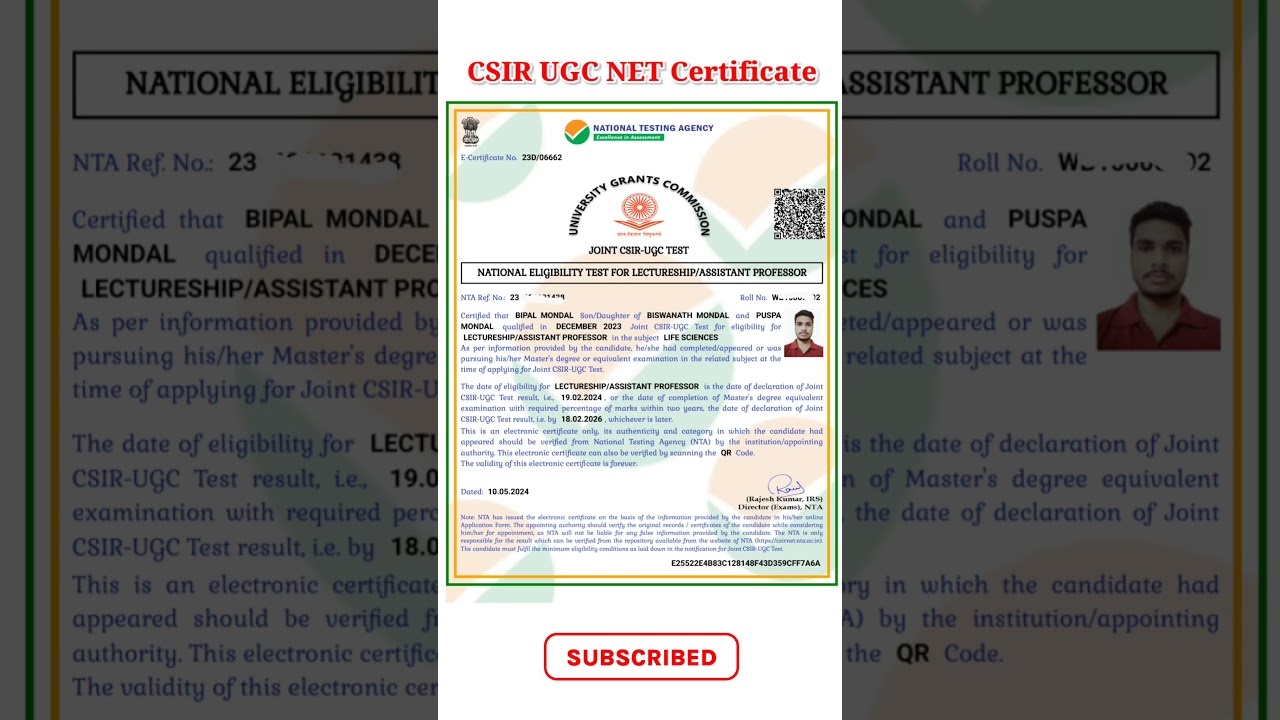 CSIR UGC NET 2025 e-Certificate Released 🎉