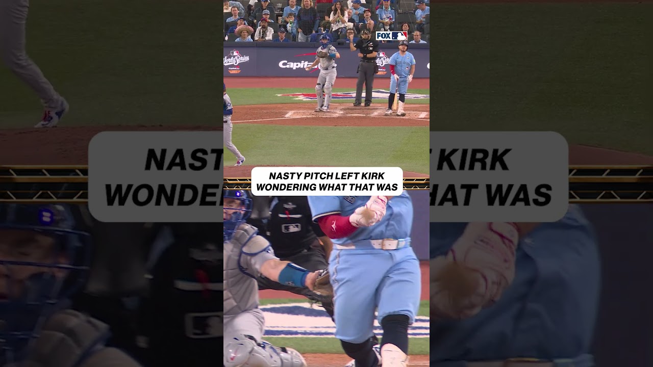 Yamamoto Almost Hits Kirk with a Strikeout Pitch 😱 #Dodgers #WorldSeries