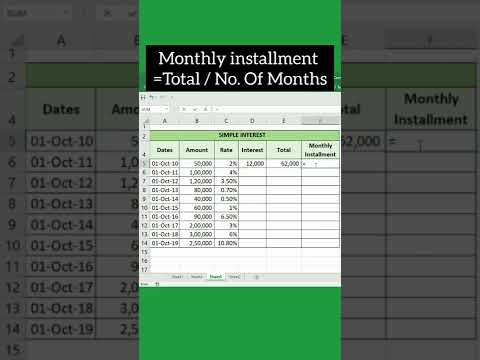 Calculate simple interest || Excel #shorts #youtubeshorts #excel #tipsandtricks #tutorial