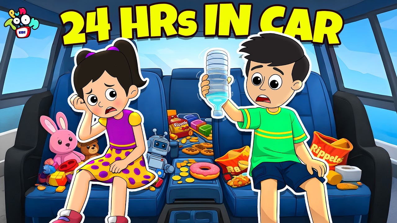 Living 24 Hours in a Car 🚗 | Hindi Kids Cartoon
