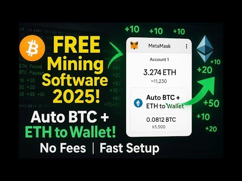FREE Crypto Wallet Mining Software | Tutorial | BTC / ETH Mining PC / 2025 | Tutorial