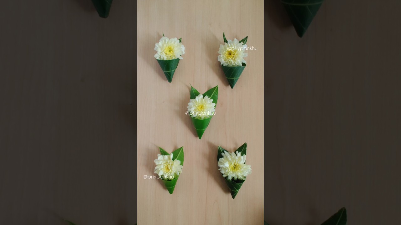 Leaf 🌿 & flower home decor ideas #flowerdecoration #festivaldecor #shorts #trending #poojadecoration