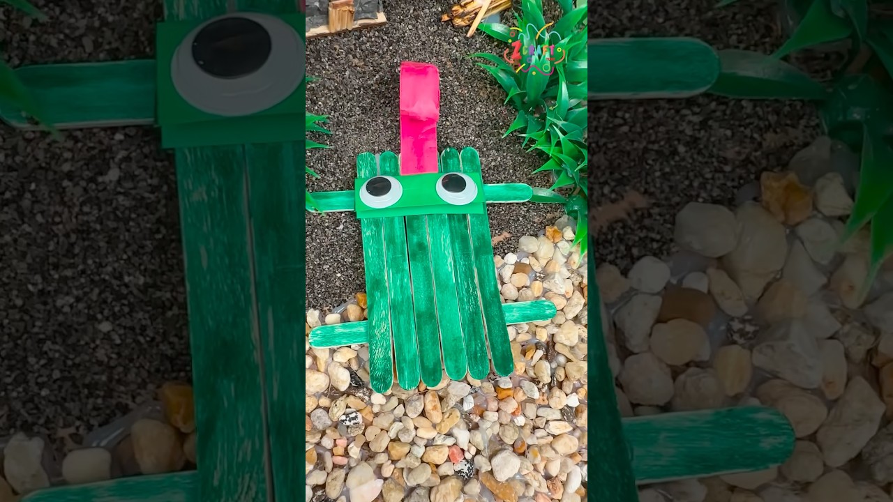 DIY Wooden Frog Craft for Kids 🐸 | Fun and Easy Popsicle Stick Craft #diy #craft #craftyfun #kids