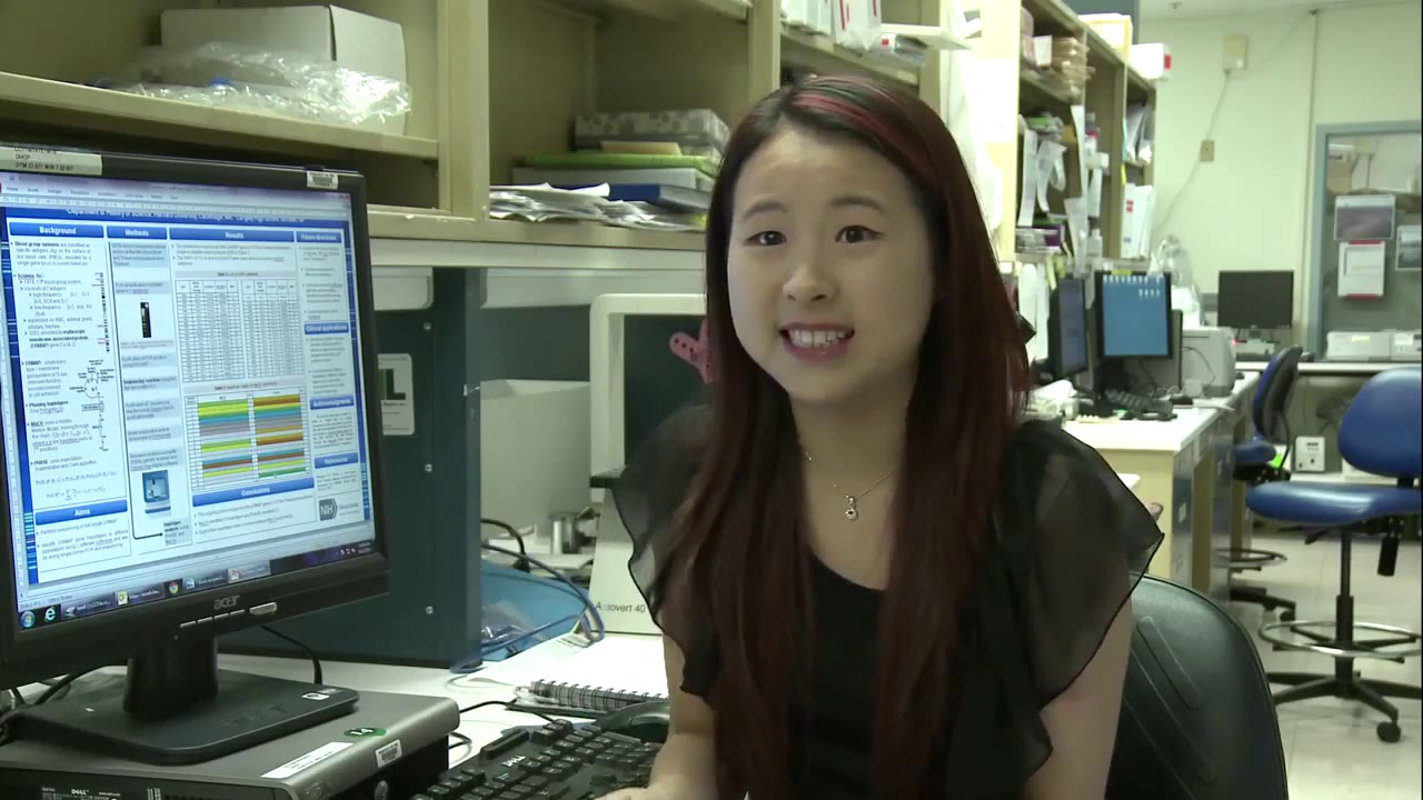 At the NIH Clinical Center: Intern Eunah Lee works with blood groups systems
